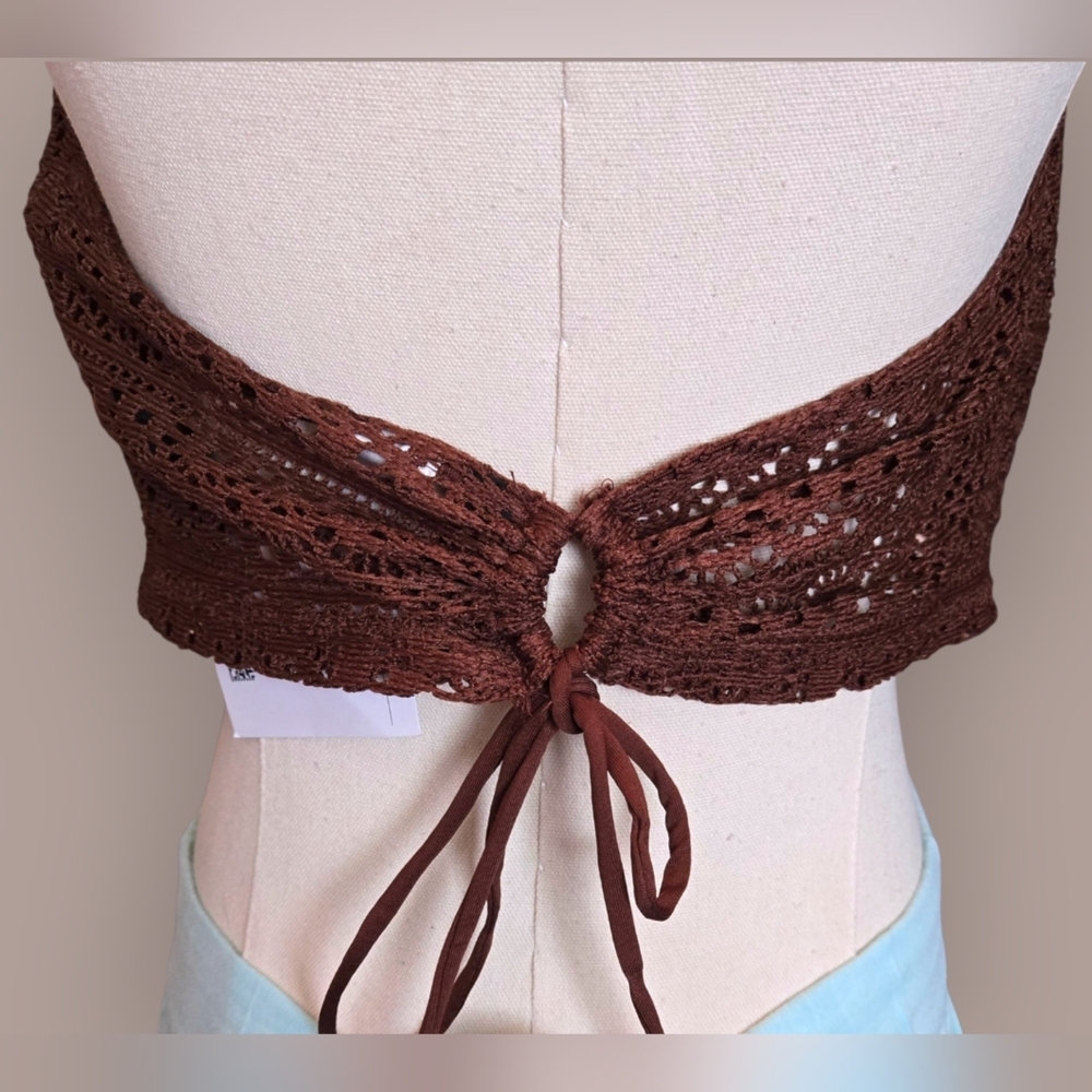 H&M DIVIDED Brown Crochet Crop Camisole ~NWT - Picture 5 of 11